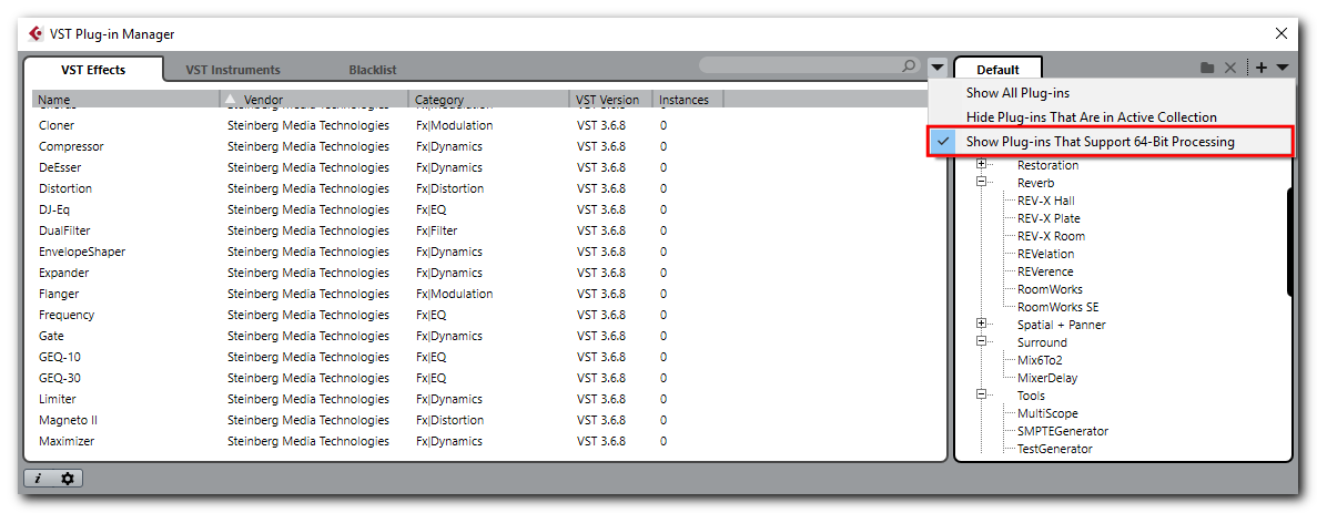 steinberg nuendo load 64 or 32 bit plug ing